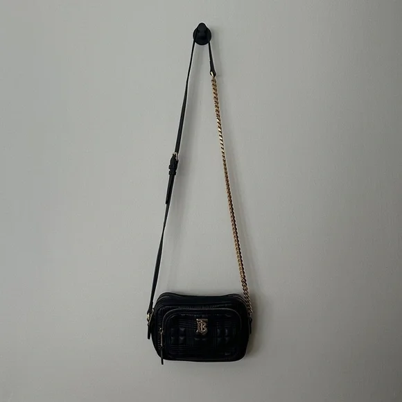Burberry Black Quilted Crossbody Bag with Gold Accents - Picture 7 of 10
